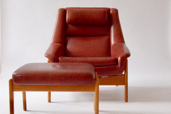 Red armchair with ottoman outlet