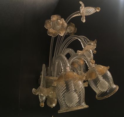 Mid Century Wall Lights With Gold Leaf From Barovier Toso Set Mid Century Wall Lights With Gold Leaf