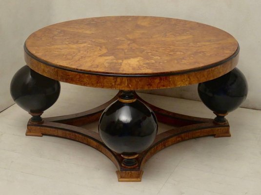 Italian Ash Art Deco Round Coffee Table 1940s For At Pamono Italian Ash Art Deco Round Coffee Table 1940s 1