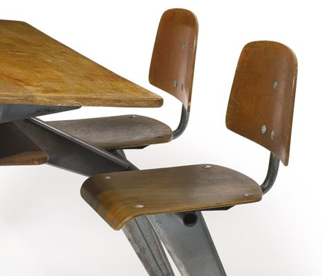 Mid Century Students Desk With Chairs By Jean Prouve For Sale At