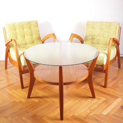 Mid Century Lounge Chairs Coffee Table By A Kropacek K Kozelka For Ceske Umelecke Dilny 1940s Set Of 3 Mid Century Lounge Chairs Coffee Table By A Kropacek K Kozelka For Ceske Umelecke Dilny 1940s Set Of 3