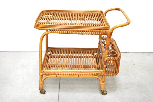 Mid Century Wicker Serving Cart From Vittorio Bonacina Mid Century Wicker Serving Cart From Vittorio Bonacina