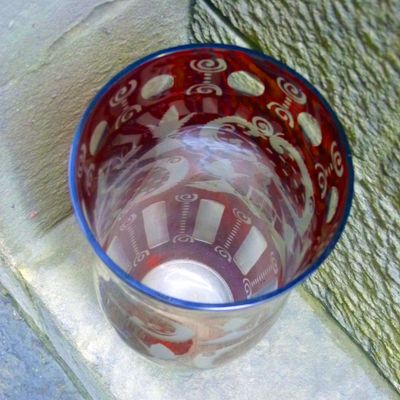 Red Glass Vase With Engraved Decoration 1930s For Sale At Pamono