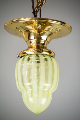 Yellow Light Antique Chandelier small antique yellow opaline glass jugendstil ceiling lamp 1910s 2