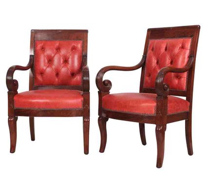 Empire Mahogany Library Chairs Set Of 2 For Sale At Pamono