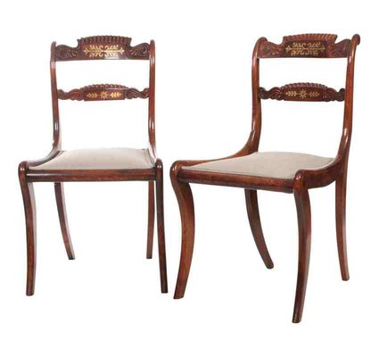 Regency Brass Inlaid Chairs Set Of 2 For Sale At Pamono