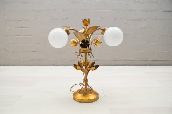 Three Light Gold Leaf Table Lamp By, Leaf Table Lamp Gold