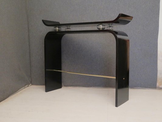Tables Consoles Art Deco En Bois Laque Noir En Verre Et En Laiton 1920s Set De 2 En Vente Sur Pamono