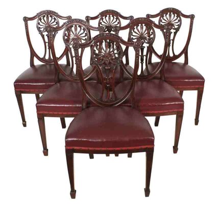 Antique Mahogany Hepplewhite Dining Chairs Set Of 6 For At Pamono Antique Mahogany Hepplewhite Dining Chairs Set Of 6 2