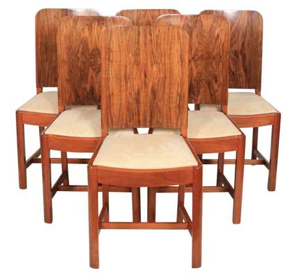 Art Deco Walnut Dining Chairs 1930s Set Of 6 For Sale At Pamono