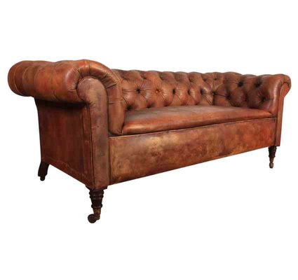 Victorian Leather Chesterfield Style Sofa