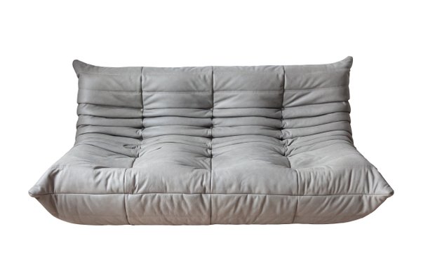 Seat Togo Sofa By Michel Ducaroy, Elephant Grey Leather Sofa