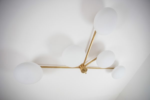 Brass Opaline Glass Stella Fan Ceiling Or Wall Lamp From Design