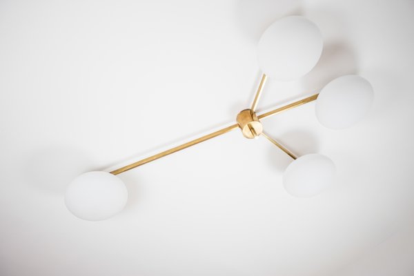 Brass Opaline Glass Stella Love Ceiling Or Wall Lamp From Design