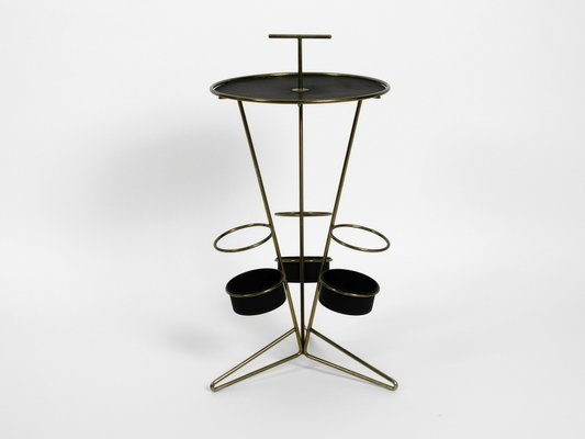 Mid Century Modernist Perforated Metal Side Table With Bottle Holders 1 Mid Century Modernist Perforated Metal Side Table With Bottle Holders 1