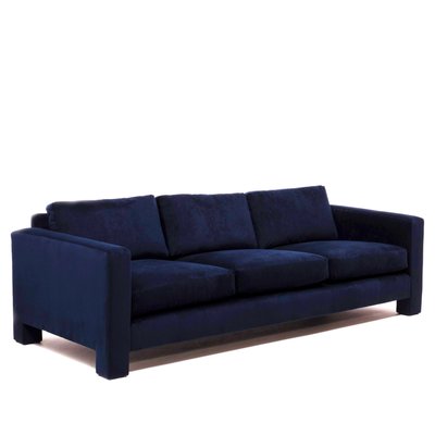 Mid Century Navy Velvet 3 Seater Sofa By Milo Baughman For Sale At