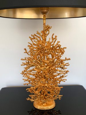 French Gilt Bronze Coral Lamps By Stephane Galerneau 1990s Set