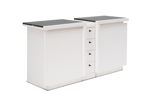 Modernist White Cabinet With Black Marble Top 1950s For At Black Marble Top 1950s