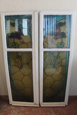 Antique Art Nouveau Stained Glass Windows Set Of 2 For Sale At Pamono