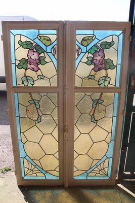 Antique Art Nouveau Stained Glass Windows Set Of 2 For Sale At Pamono