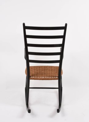 Scandinavian Black Rocking Chair With Rope Seat 1950s For At Scandinavian Black Rocking Chair With Rope Seat 1950s 2