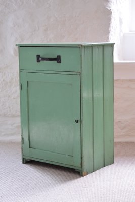 Vintage Green Painted Pine Kitchen Cabinet 1910s