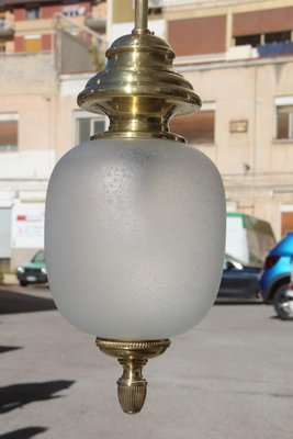 Mid-Century Modern Brass Satin Glass Lantern from Lumi for sale