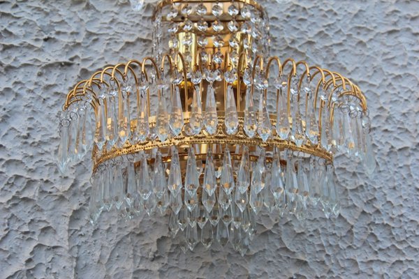 Vintage Gold Plated Swarovski Crystal, Swarovski Crystal Classic Chandelier Light In Golden