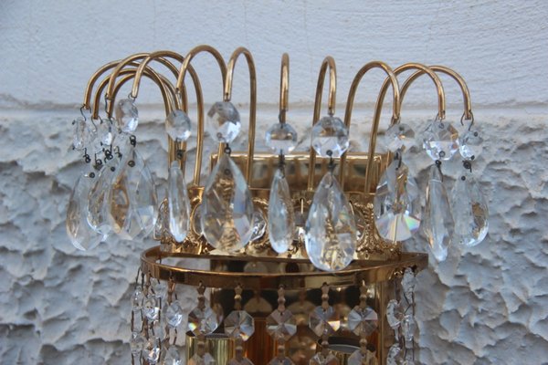 Vintage Gold Plated Swarovski Crystal Wall Lights 1970s Set of 6