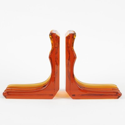 1 Paire De Serre-Livres En Acrylique Transparent, Serre-Livres Robustes, Bouchon De Livre En Forme De L, Extrémité De Livre Antidérapante Pour étagères à Livres (Orange