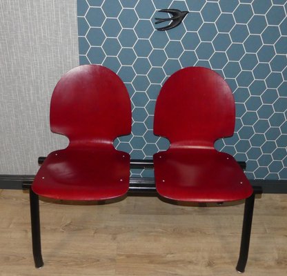 Vintage Industrial Waiting Room 2 Seater Red Bench For Sale At Pamono