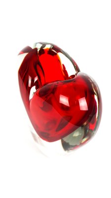 Red Heart Shaped Glass Bottle Ruby Vase