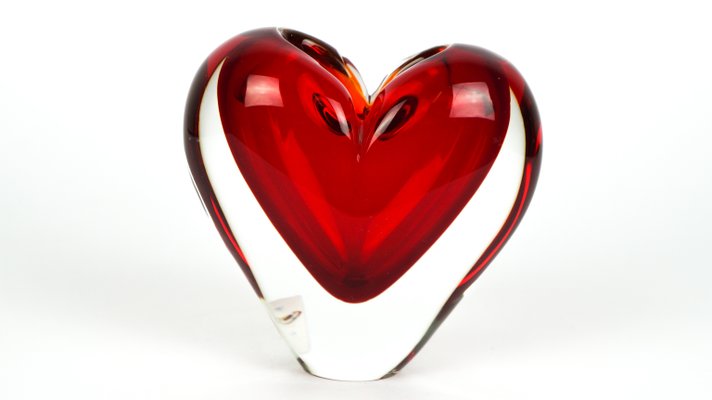 Jarron Sommerso De Cristal De Murano Soplado En Forma De Corazon De Michele Onesto Para Made Murano 2019 En Venta En Pamono