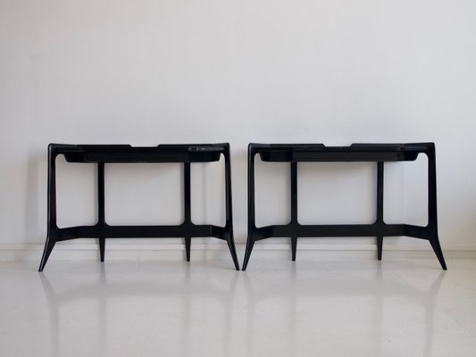 Black Lacquered Wood Console Table 1950s For At Pamono Black Lacquered Wood Console Table