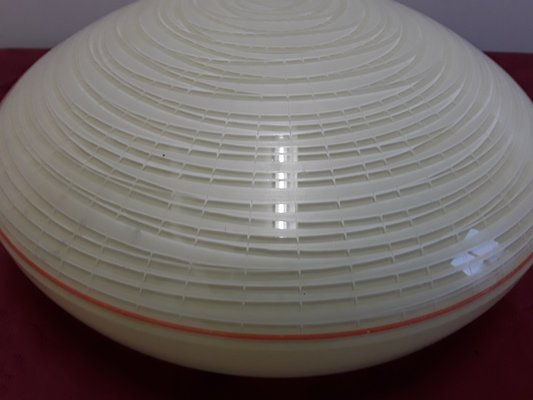 Flat Round Glass Ceiling Lamp With Hidden Mount 1920s