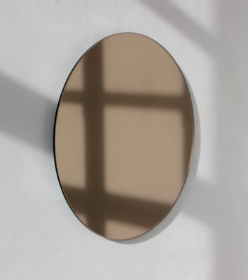 Large Round Bronze Tinted Orbis Mirror, Large Bronze Mirror Round
