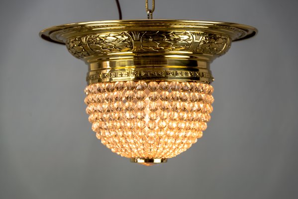 Jugendstil Deckenlampe mit Glasperlen, 1900er Jugendstil Deckenlampe mit Glasperlen, 1900er