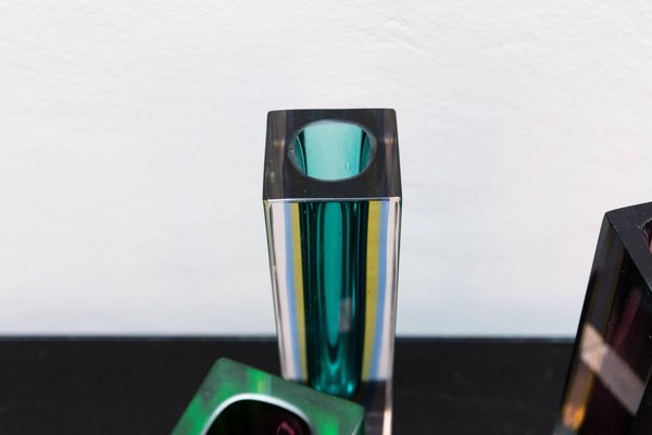 Vases en Verre de Murano par Flavio Poli pour Seguso, 1960s, Set de 3 Vases en Verre de Murano par Flavio Poli pour Seguso, 1960s, Set de 3
