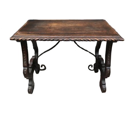 18th Century Spanish Chestnut and Wrought Iron Table