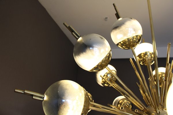 Vintage Brass, Silver, and Mercury Murano Glass Sputnik Chandelier Vintage Brass, Silver, and Mercury Murano Glass Sputnik Chandelier