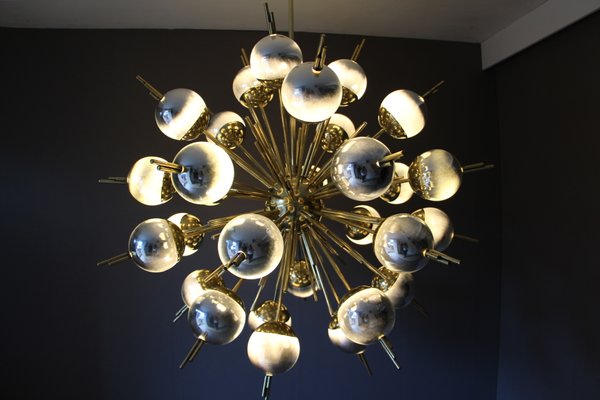 Vintage Brass, Silver, and Mercury Murano Glass Sputnik Chandelier Vintage Brass, Silver, and Mercury Murano Glass Sputnik Chandelier