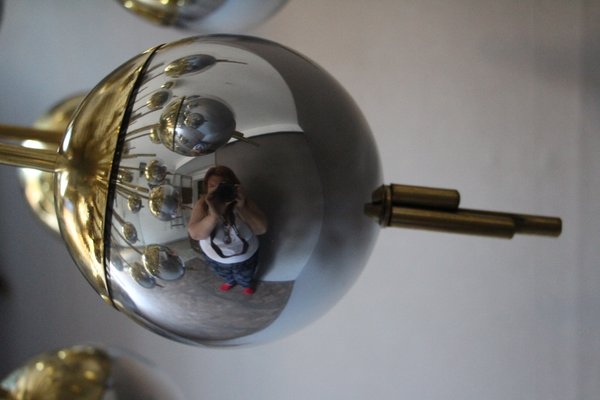 Vintage Brass, Silver, and Mercury Murano Glass Sputnik Chandelier Vintage Brass, Silver, and Mercury Murano Glass Sputnik Chandelier