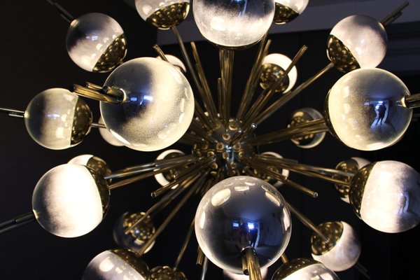 Vintage Brass, Silver, and Mercury Murano Glass Sputnik Chandelier Vintage Brass, Silver, and Mercury Murano Glass Sputnik Chandelier