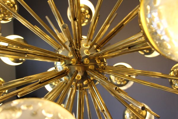 Vintage Brass, Silver, and Mercury Murano Glass Sputnik Chandelier Vintage Brass, Silver, and Mercury Murano Glass Sputnik Chandelier