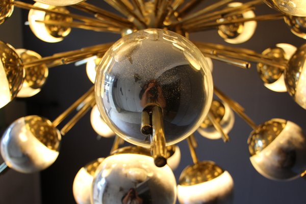 Vintage Brass, Silver, and Mercury Murano Glass Sputnik Chandelier Vintage Brass, Silver, and Mercury Murano Glass Sputnik Chandelier