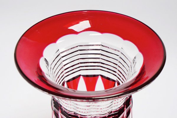 Art Deco Antar Red Crystal Vase By Joseph Simon For Val Saint
