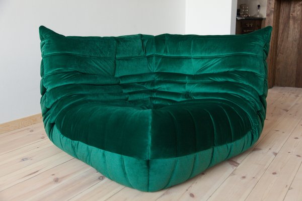 Togo Bottle Green Velvet Corner Sofa By Michel Ducaroy For Ligne Togo Bottle Green Velvet Corner Sofa By