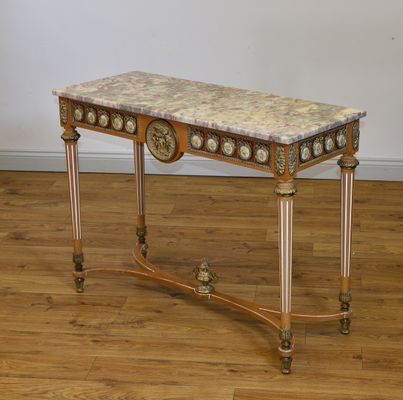 Neo Classical Italian Marble Gilt Metal Beech Console Table