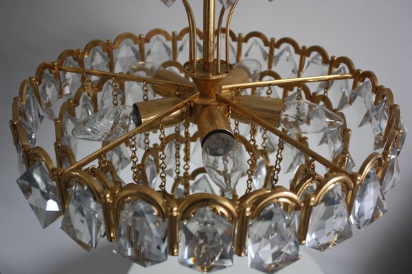 Mid-Century Gold-Plated Brass \u0026 Crystal 