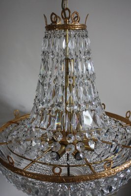10 Light Polished Brass Crystal Chandelier Draped In Clear Hand Cut Crystal 10 Light Polished Brass Crystal Chandelier Draped In Clear Hand Cut Crystal